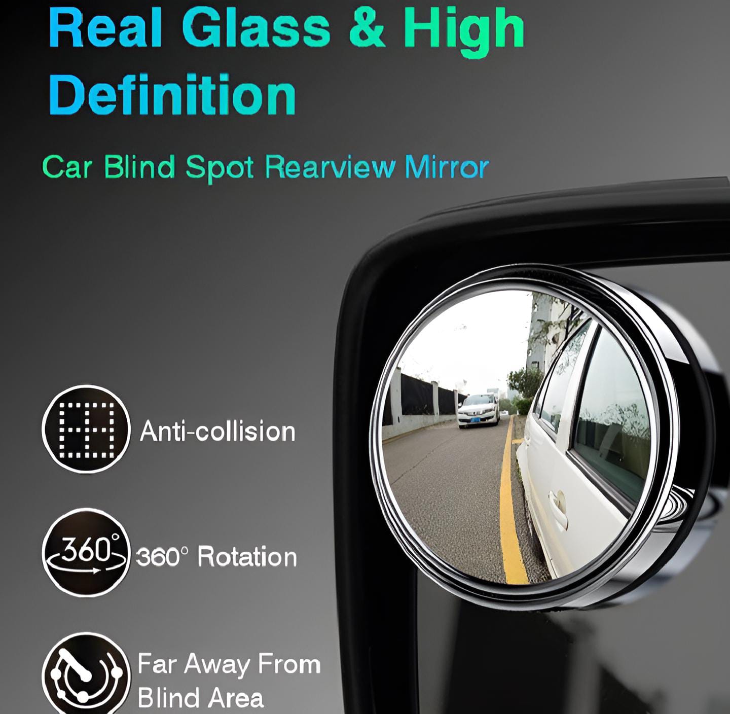Blindspot Rearview Convex Mirror – 2pcs | Wide-Angle Anti-Glare Side Mirror for Cars & Vehicles